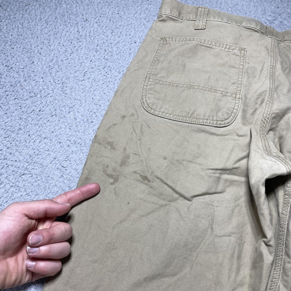 Carhartt Pants Mens 34x30 Beige Relaxed Fit Stretch Canvas Carpenter Workwear - Picture 12 of 13